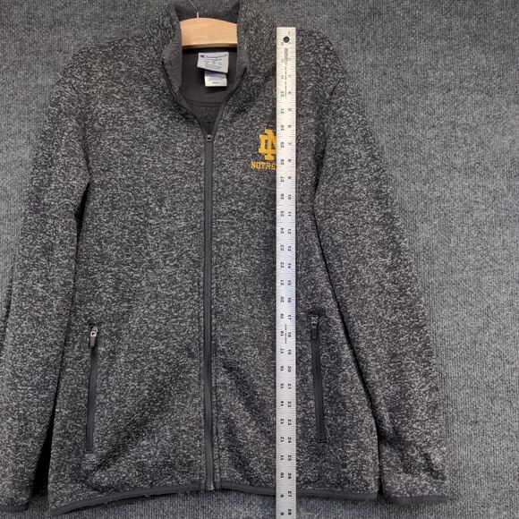 Champion Men's Notre Dame Full Zip Sweatshirt Gray Medium Long Sleeve Polyester - Picture 11 of 13